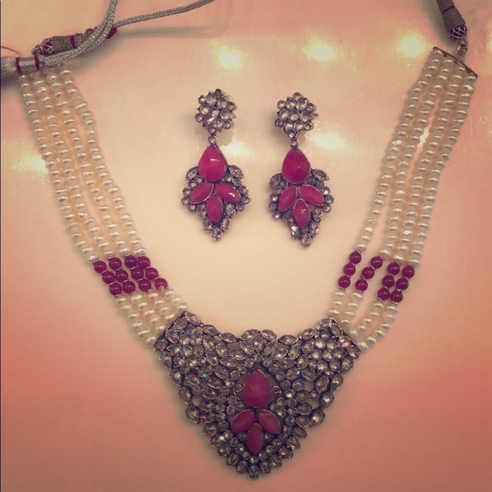 Vintage Ruby and Pearl set